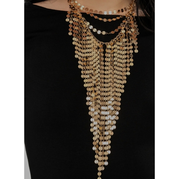 🔥 STUNNING SHIMMERING GOLD DISKS NECKLACE - Picture 4 of 6